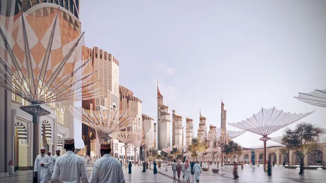Official render of King Salman Gate, published by Rua Al Haram Al Makki (PIF), picture 2 of 6.